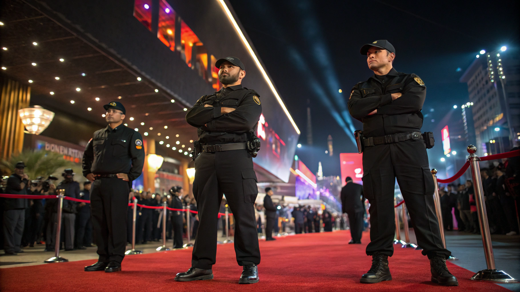 Courteous private event security team coordinating guest entrance in Las Vegas