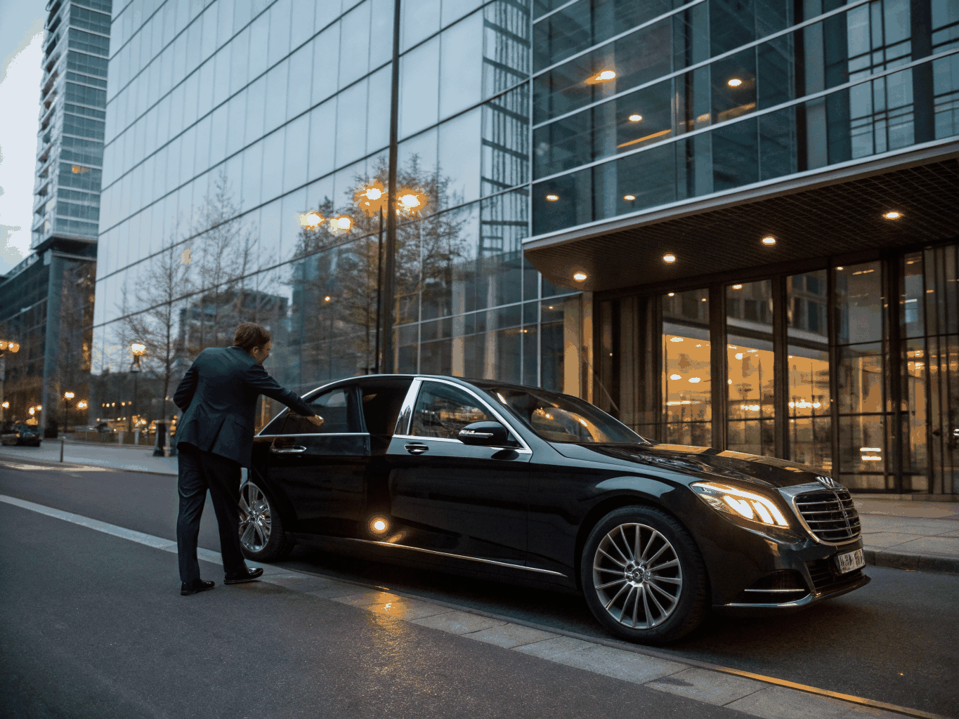 Luxury Maybach prepared for private jet terminal arrival