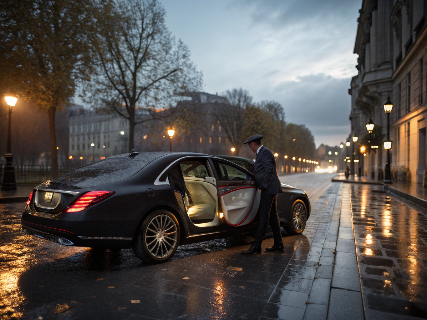 All-black luxury executive sedan ready for client transport