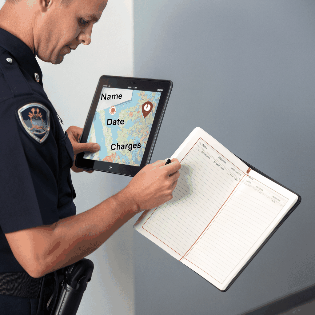 Security officer using a company-issued tablet to complete shift documentation