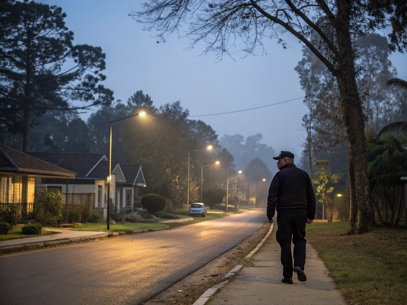 Armed security officer standing by on tactical detail