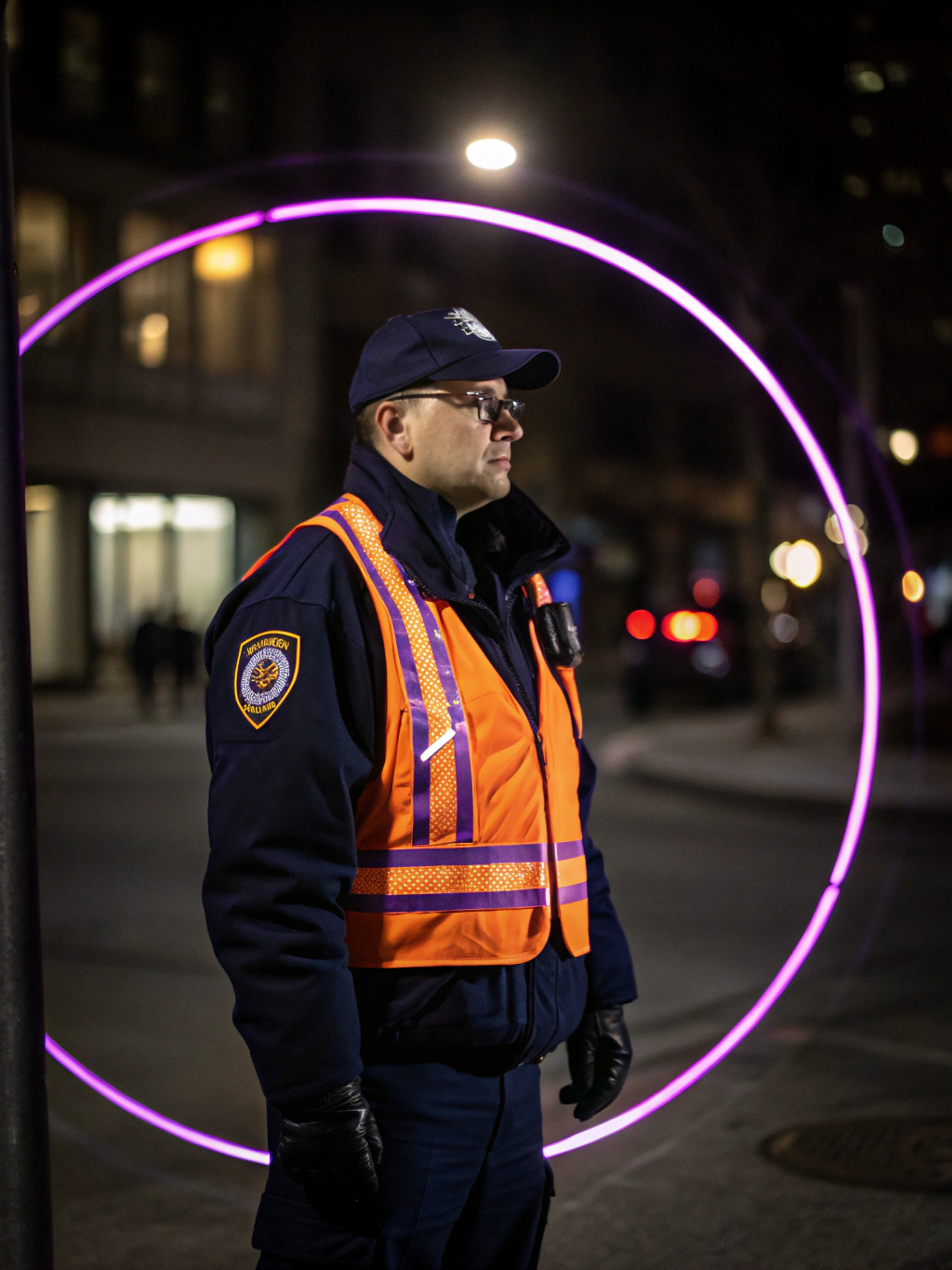 Elite Security officer in uniform standing on guard