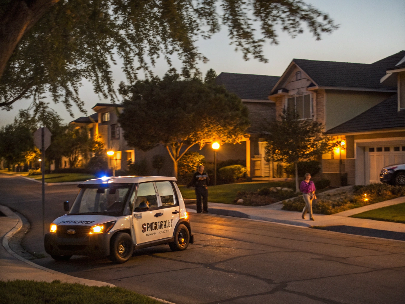 Marked patrol vehicle monitoring residential community